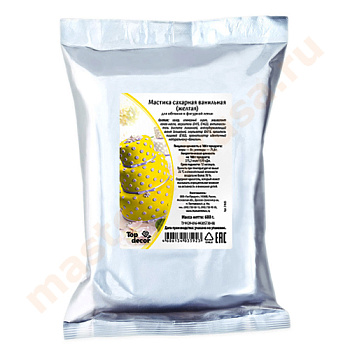 Мастика сахарная Top Decor, 600 гр, ЖЕЛТАЯ