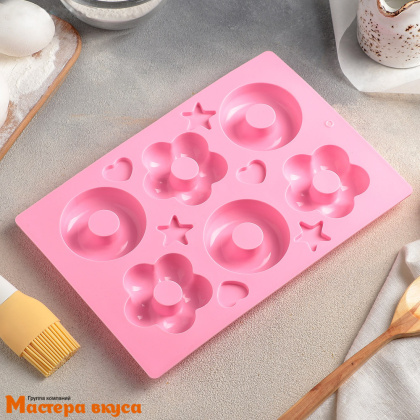 Форма силиконовая ПОНЧИК и РОМАШКА, 6 ячеек, 25,5*17,5 см