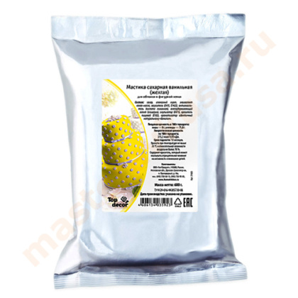 Мастика сахарная Top Decor, 600 гр, ЖЕЛТАЯ