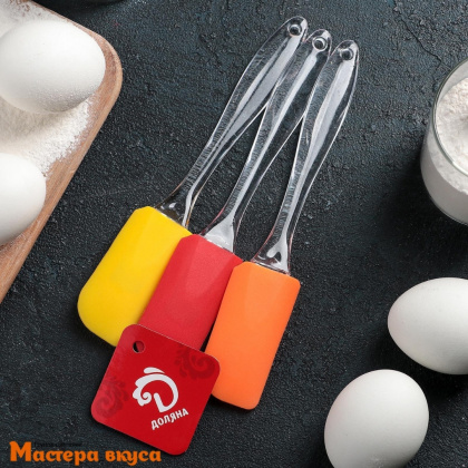 Лопатка силиконовая с пластиковой ручкой, 19 см, "Лед"