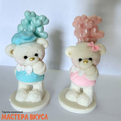 Фигурка из шок. глазури "Мишка с шариками", цвета микс, h~10 см