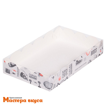 Упаковка для пряников и печенья с прозр. крышкой 200*120*35 мм  (BOSS/мужская) (2-д)