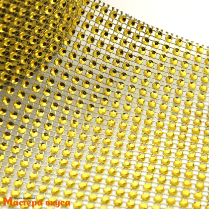 Лента  декоративная h~12см, со стразами ЗОЛОТО, 1 метр