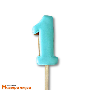 Топпер имбирный пряник-цифра фигурная, голубая - 1 ++