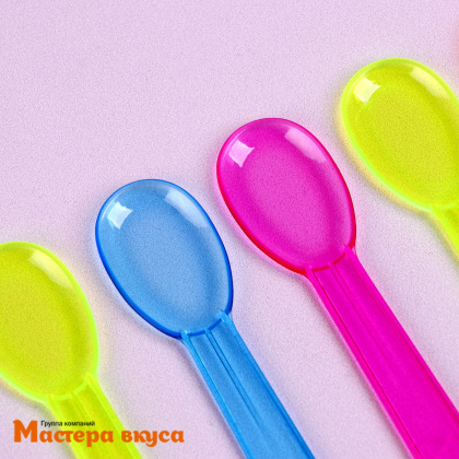 Ложка пластиковая десертная,  9 см, цвет микс, (упак 12 шт)