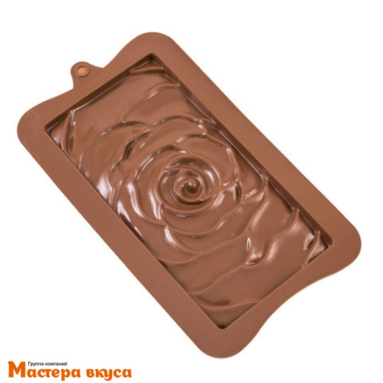 Форма для шоколада силиконовая, плитка ПЛОСКАЯ РОЗА 15*7,5 см
