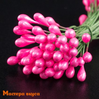 Цветочные тычинки РОЗОВЫЕ, на проволоке, капли (пучок 50 шт) 
