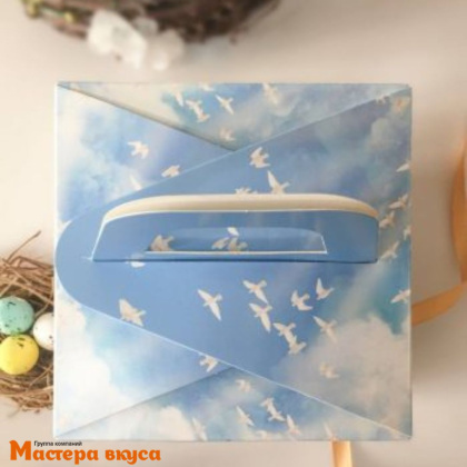 Коробка под кулич и пряничный домик с окном и ручкой, 15*15*18 см (Русский Храм)