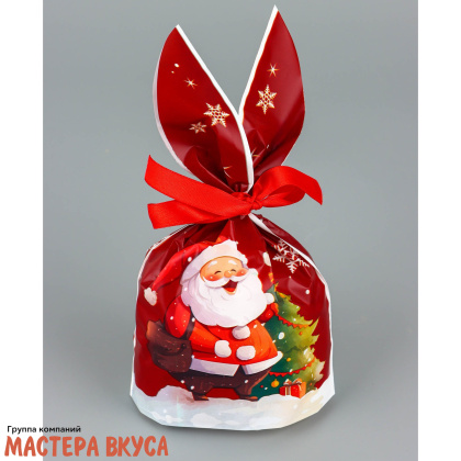 Пакет для сладостей  с завязками-ушками 12*22 см,  "Доставка подарков", микс