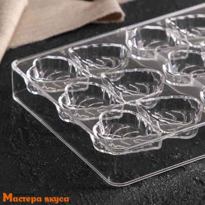 Форма для шоколада  прочный пластик ЛИСТОЧКИ, (21 ячейка) 27,5*17,5*2,5 см