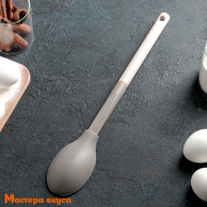 Ложка кулинарная силиконовая 35,5 см, с пластиковой ручкой "Стоун"