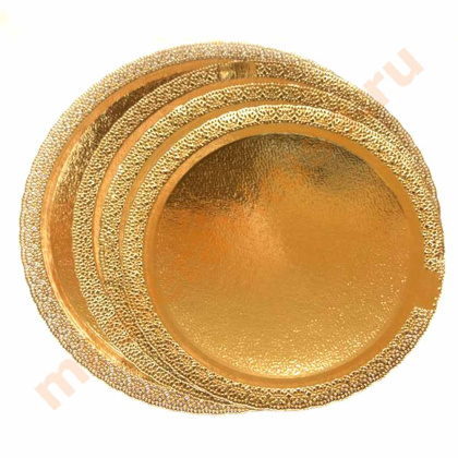 Подложка-поднос ЛЕОНАРДО (картон) золото, D-30 см
