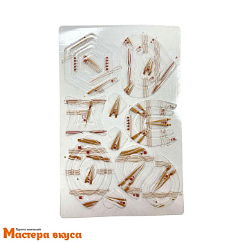 Форма-лист для шоколада Блисттершок с переводным рисунком АССОРТИ, золото, 10 фигур