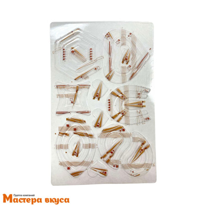 Форма-лист для шоколада Блисттершок с переводным рисунком АССОРТИ, золото, 10 фигур