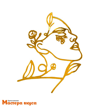Зеркальное украшение КОНТУР ЛИЦА (ДЕВУШКА С ЦВЕТАМИ), золото, ~11*15 см (без палочки)