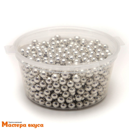Украшение сахаристое Шарики металл Серебряные d3мм, 50 гр