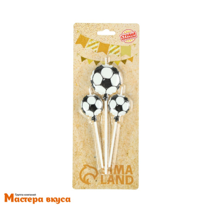 Свечи  ФУТБОЛЬНЫЕ МЯЧИ, (набор 3 шт), h-5 см