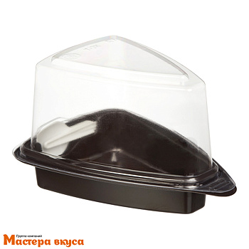 Контейнер для 1 кусочка торта, 120*86*86 мм, (коричн.дно+крышка) Т-2