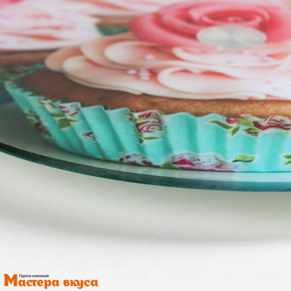 Подставка для торта вращающаяся, стекло, D-32 см, МАФФИН