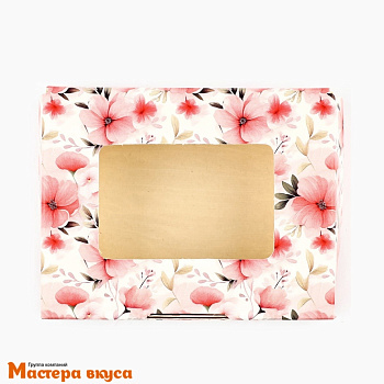 Упаковка для сладостей с окном 10*8*3,5 см "С 8 Марта!", цветы