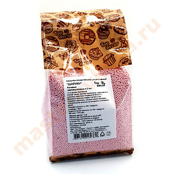 Посыпка Шарики сахарные Бисер РОЗОВЫЙ перламутр (d2мм), 1кг