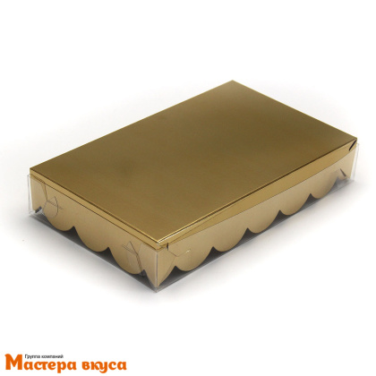 Упаковка для пряников и печенья с прозр. крышкой 200*120*35 мм (золото) (2-д)