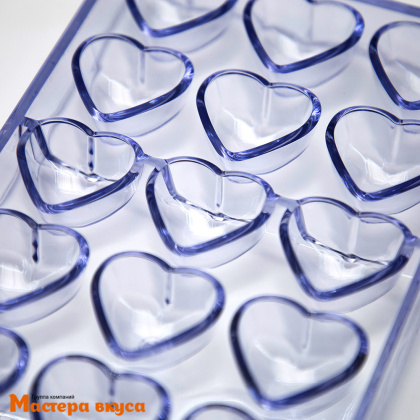 Форма для шоколада  прочный пластик СЕРДЦА, (21 ячейка) 33*16 см