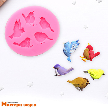 Молд силиконовый ПТИЦЫ 5в1, 6*5,5*1 см