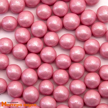 Посыпка Шарики зерновые Жемчуг  РОЗОВЫЙ, перламутр крупные в шоколадной глазури (d 12-13 мм), 50 гр 