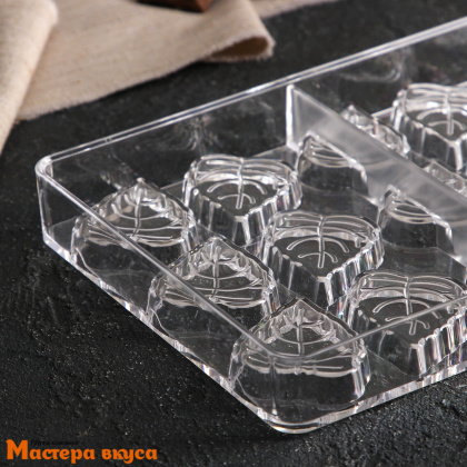 Форма для шоколада  прочный пластик ЛИСТОЧКИ, (21 ячейка) 27,5*17,5*2,5 см