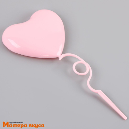 Набор для украшения торта и десертов СЕРДЦА розовые, пластик ( набор 4 шт)