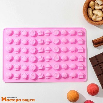 Форма для мармелада и шоколада силиконовая УЮТ (60 ячеек), 21*13,7*1 см