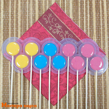 Форма для леденцов силиконовая КРУЖКИ, (8-10 ячеек), d~5 см