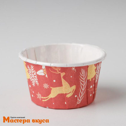 Форма бумажная Маффин 50*40 мм, ламинированная НОВОГОДНЯЯ КАРУСЕЛЬ