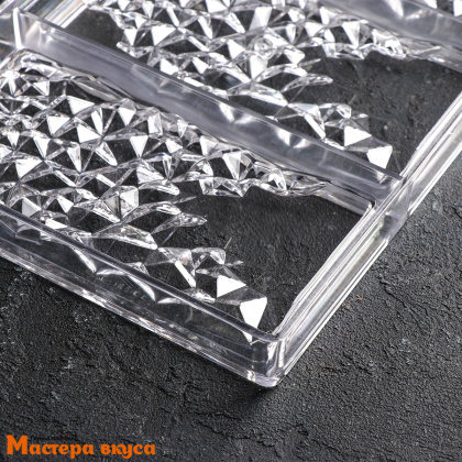 Форма для шоколада  прочный пластик ИНЕЙ плитка, (3 ячейки) 27,5*17,5*2,5 см