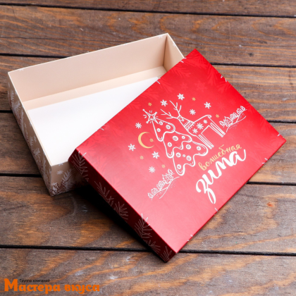 Упаковка для сладостей крышка/дно 210*150*57 мм  (Волшебная зима)