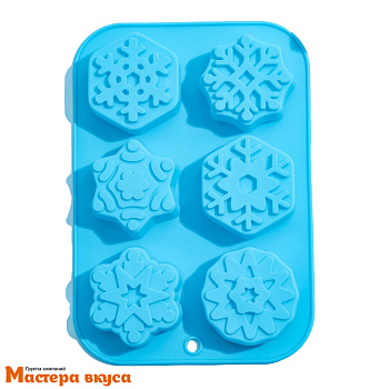 Форма силиконовая СНЕЖИНКА (6 ячеек), 26,5*18,5*3 см