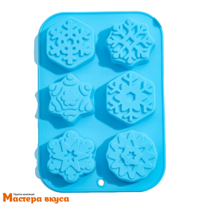 Форма силиконовая СНЕЖИНКА (6 ячеек), 26,5*18,5*3 см