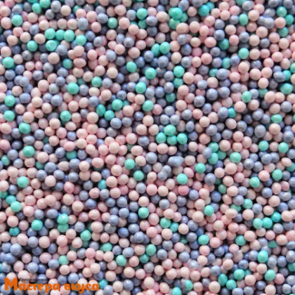 Посыпка Шарики сахарные Бисер микс Голубой-Лиловый-Розовый перламутр (d2мм), 50гр