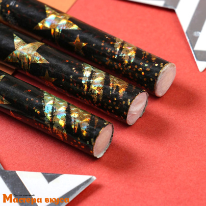 Фейерверк, холодный фонтан 12,5 см, золотой со звездами, (упак 3 шт)