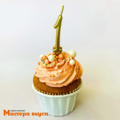 Свеча-цифра "МИНИ", золотая - 1  (h-4.5см)