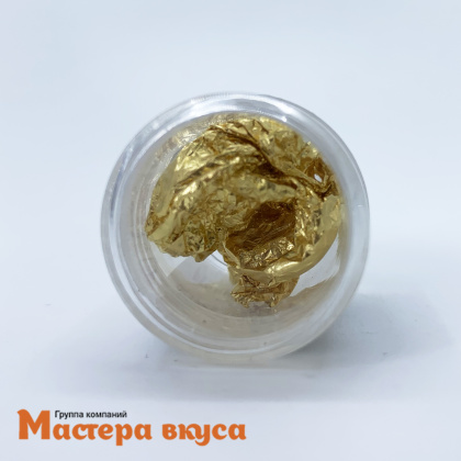 Золото пищевое желтое Поталь  80*80 мм, 23 карата (Е175), 1 лист (баночка)