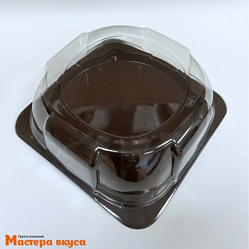 Контейнер круглый,  D168  h66 мм  (комплект дно КОРИЧН/крышка), (7110) (подходит для бенто-торта)