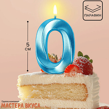Свеча-цифра "Грань", голубой металлик, на шпажке  (h-5 см) - 0