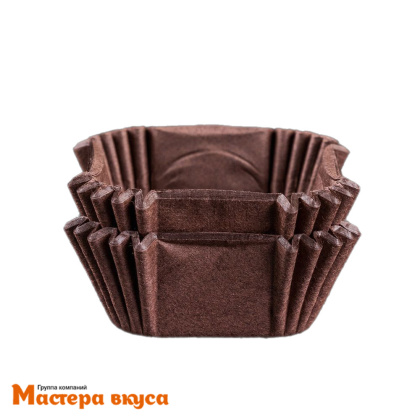 Капсула бумажная квадрат 3,5*3,5см h-2см коричневая (миниупак 40-50 шт)