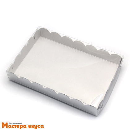 Упаковка для пряников и печенья с прозр. крышкой 220*150*35 мм (серебро) (2-д)