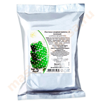 Мастика сахарная Top Decor, 600 гр, ЗЕЛЕНАЯ