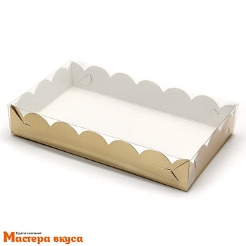 Упаковка для пряников и печенья с прозр. крышкой 200*120*35 мм (золото) (2-д)