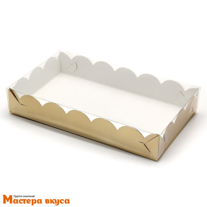 Упаковка для пряников и печенья с прозр. крышкой 200*120*35 мм (золото) (2-д)