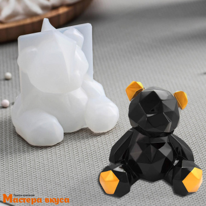 Молд силиконовый  3D МИШКА ОРИГАМИ, изд h5.8 см (шоколад~38гр) (тонкий силикон)